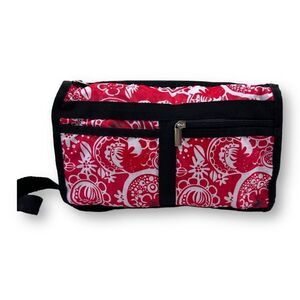 Donna Moore Adjustable Crossbody Bag Red White Floral Paisley Travel Pockets